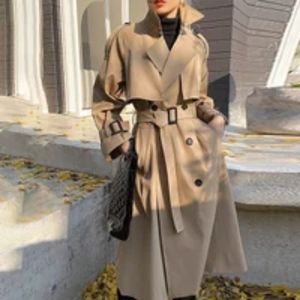 Women's Classic Khaki Double Breasted Cotton Blend Trench Coat